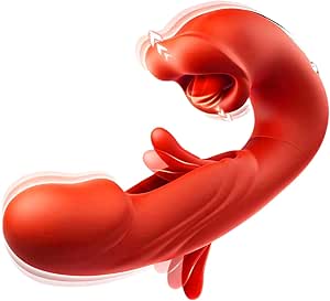 Adult Toys G-spot Vibrator, Suction Dildo Vibrator with 5 Licking Modes, 7 Vibration Modes and 7 Slapping Modes, Wearable Dildos, Adult Sex Toys and Games (red)