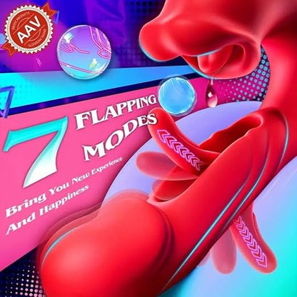 Adult Toys G-spot Vibrator, Suction Dildo Vibrator with 5 Licking Modes, 7 Vibration Modes and 7 Slapping Modes, Wearable Dildos, Adult Sex Toys and Games (red)