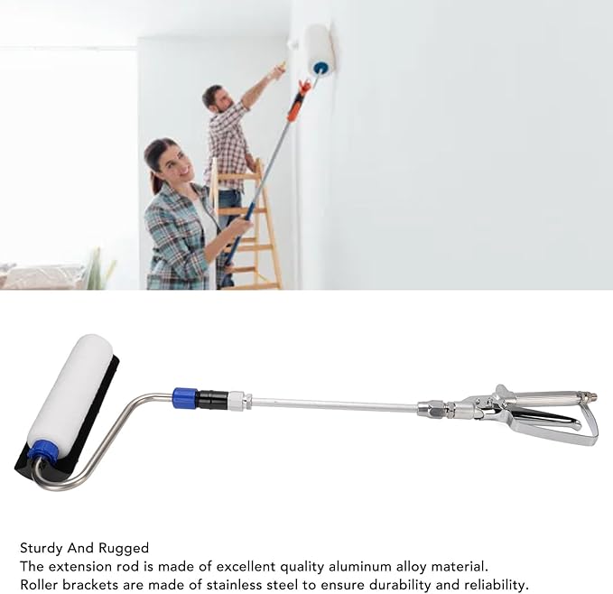 Airless Paint Sprayer Roller, Automatic Paint Dispensing Airless Spray Gun Stainless Steel Aluminum Alloy Self Priming Roller Brush for Professional