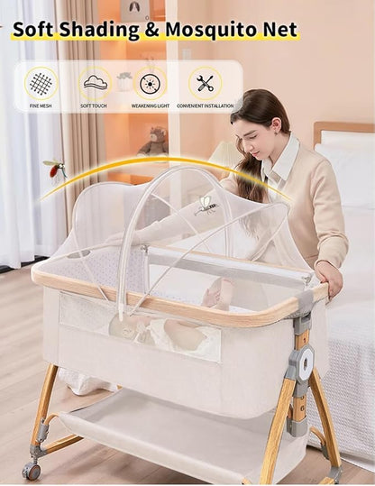 Baby Bassinet, Bedside Bassinet for Baby, 4 in 1 Portable Bassinet Bedside Sleeper