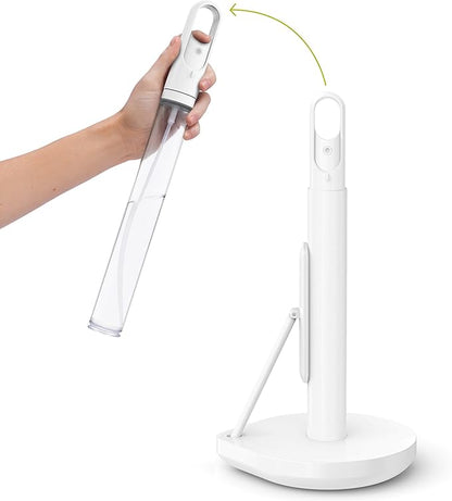 Standing Paper Towel Holder with Spray Pump, White Stainless Steel