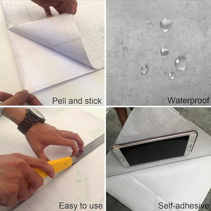 DIY Vinyl Wall Film Waterproof Furniture Film Wall Sticker Industrial Style Matte Thickened Removable Foggy Grey 48" x 30ft