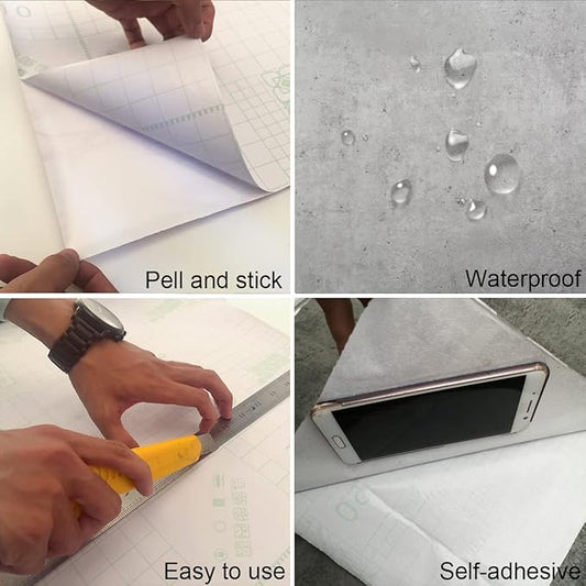 DIY Vinyl Wall Film Waterproof Furniture Film Wall Sticker Industrial Style Matte Thickened Removable Foggy Grey 48" x 30ft