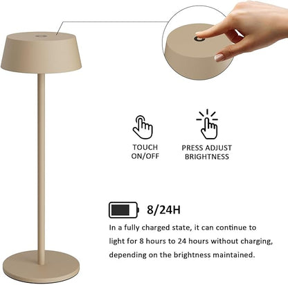LED Table Lamp, 2 Pieces, Wireless Table Lamp, 3000K Warm