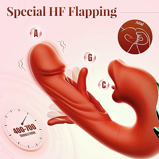 Adult Toys G-spot Vibrator, Suction Dildo Vibrator with 5 Licking Modes, 7 Vibration Modes and 7 Slapping Modes, Wearable Dildos, Adult Sex Toys and Games (red)