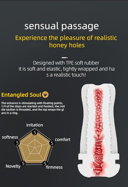 Airplane Cup, Smart Bullet Cup for Men, Male Toy, Sucking masturbator, Multi-Frequency Vibration, Realistic Vagina, White