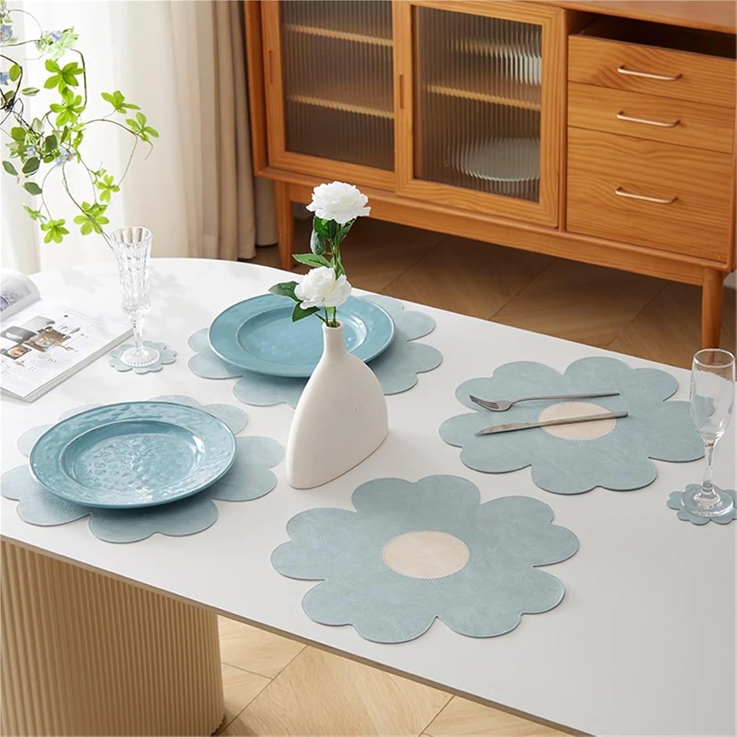 1/2/4/6/8PCS Placemats Set, Reversible Faux Leather Table Mats, Wipeable Heat-Resistant Dining Mats for Kitchen(2)