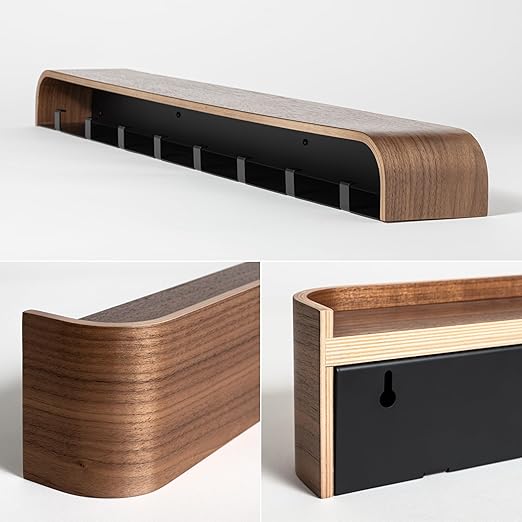 Modern Coat Rack with Hidden Wall Hooks | Coat Rack Panel of Solid Wood Veneer | Walnut