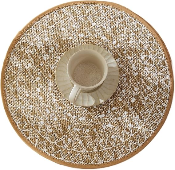 4/6/8/12pcs Jute Placemats Set, Non-Slip Round Dining Table Mats for Kitchen, Wedding, Home Decor(Black,8pcs)