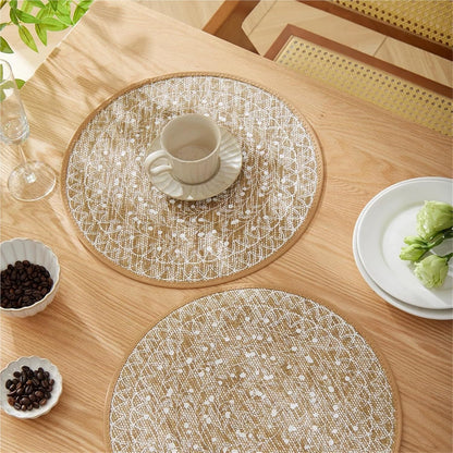 4/6/8/12pcs Jute Placemats Set, Non-Slip Round Dining Table Mats for Kitchen, Wedding, Home Decor(Black,8pcs)