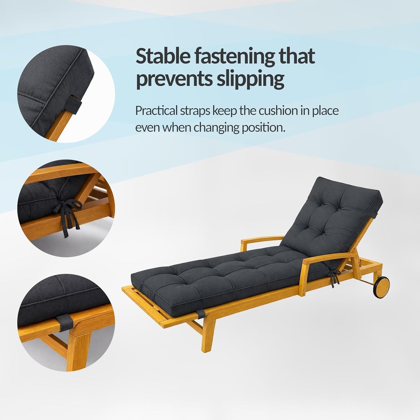 Sun lounger cushion 200x60x13 cm | Extra Thick 13 cm Reclining Cushion