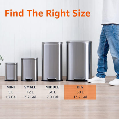 Square kitchen trash can